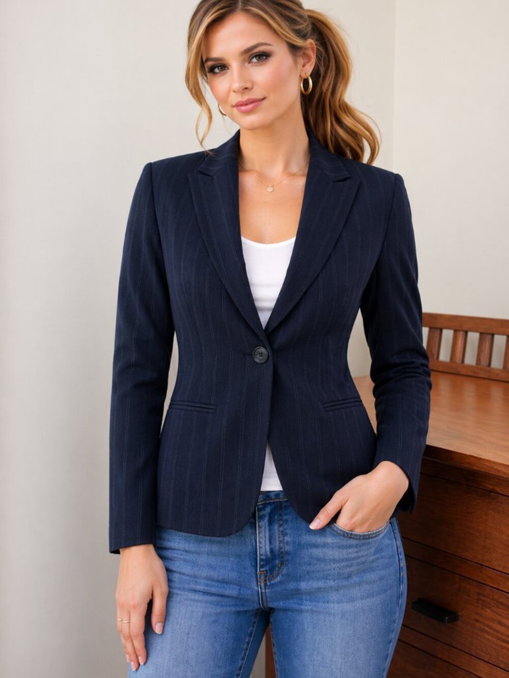 Tahari Arthur S Levine Black Blazer Size 8 Tailored Career Work Office Jacket